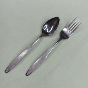 Ekco Corsair Lot of 2  Pieces Silver Teaspoon Fork Burnished Handle
